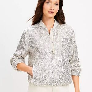 NWOT Loft Sequin Bomber Jacket